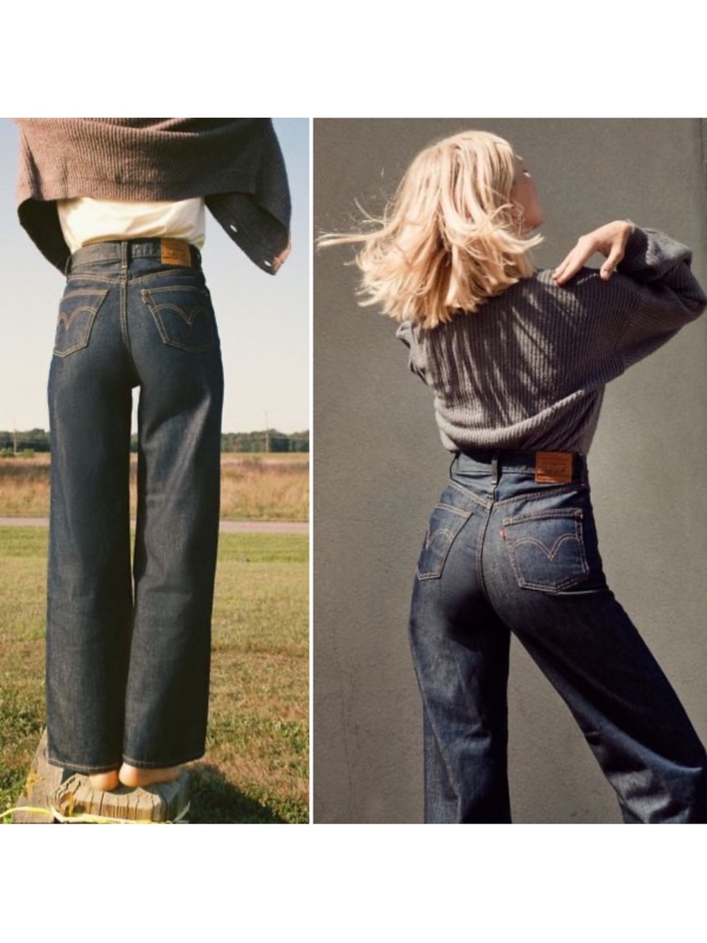 Levi’s Jeans Ribcage High-Rise Wide Leg Dark Indigo Casual Festival Western 29 - Picture 14 of 14
